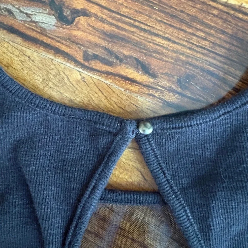 Free People Black Mesh Insert Open Back Tank Top Women's Size Medium
